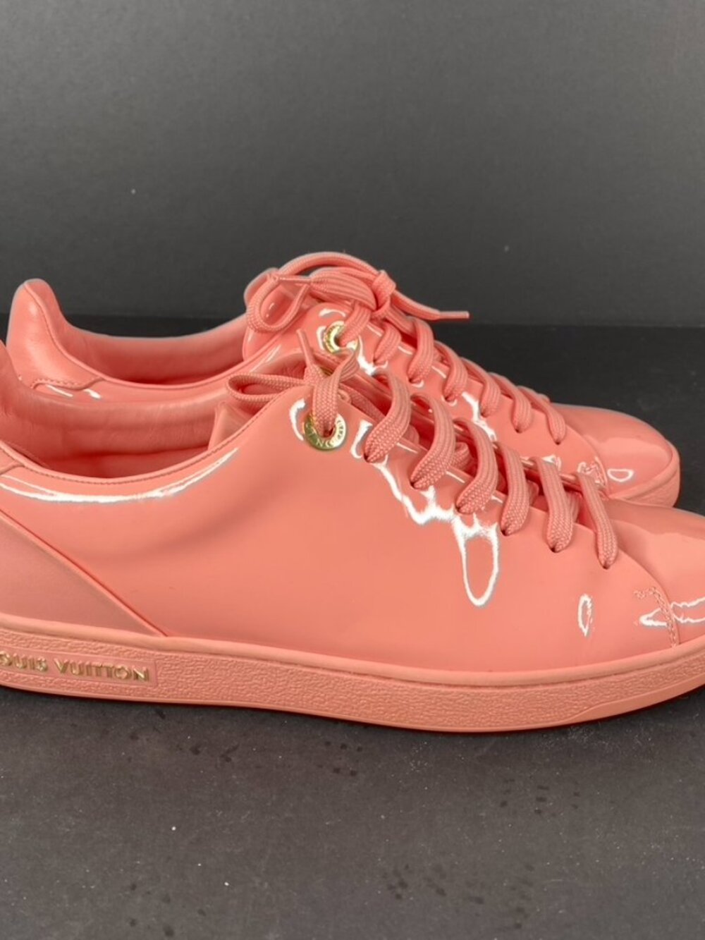 Louis Vuitton Pink Patent Leather Front Row Sneakers Size 36.5